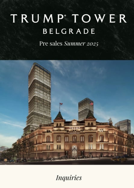 Screenshot from Trumpbelgrade.com showing the renderings of the proposed Belgrade development. Photograph: Trumpbelgrade.com