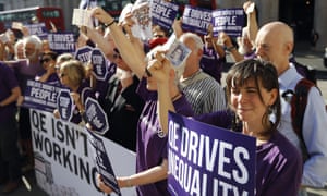Positive Money campaigners protest in front of the Bank of England.