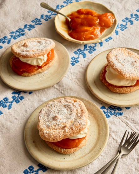 Marie Frank’s cardenales with apricot compote and marsala whipped cream.