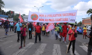 A rally against the French vaccination pass in Guadeloupe earlier this month.