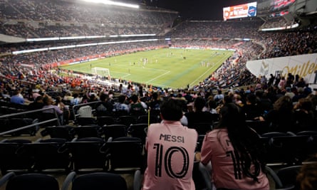 Fans look on before the match between the Chicago Fire and the Inter Miami CF at Soldier Field.