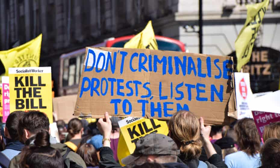 Protest against the police, crime, sentencing and courts bill, London, 17 April.
