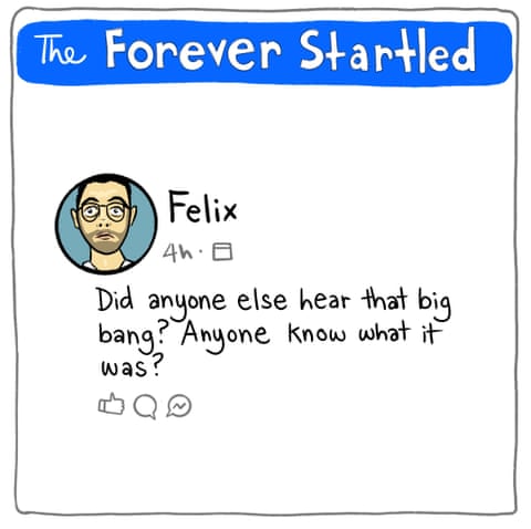 Cartoon by Jess Harwood titled Facebook community groups, panel 4