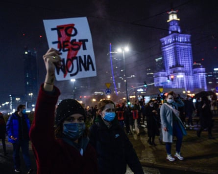 Protests against the tightening of abortion laws, Oct 2020 in Warsaw.