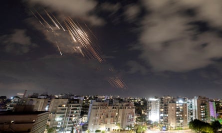 Israel’s anti-missile system intercepts rockets after Iran fired a salvo of ballistic missiles on 1 October.