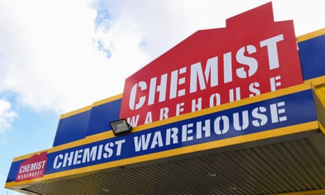 Red, blue and yellow signage on a Chemist Warehouse store.