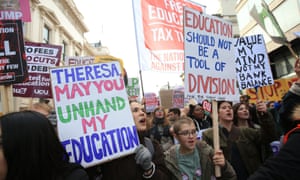 Protestors during a demonstration, United for Education, along Pall Mall in London, over access and quality of higher education.