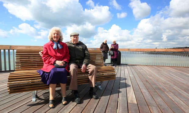 Local residents Amelia Karmock and Stan Rogers enjoy the views from Hastings Pier as phase one of the pier’s reopening begins.