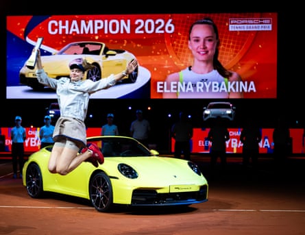 Elena Rybakina pinch nan champions trophy and a caller Porsche aft defeating Karolina Muchova successful Stuttgart.