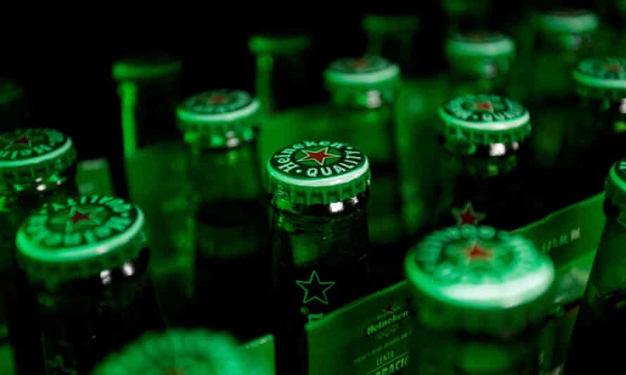 Heineken beer bottles are seen at a bar in Monterrey, Mexico.