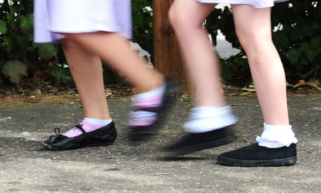 School children walking to school