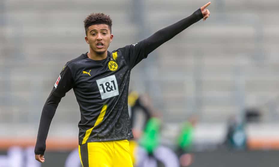 Jadon Sancho in action for Borussia Dortmund against Augsburg on 26 September.