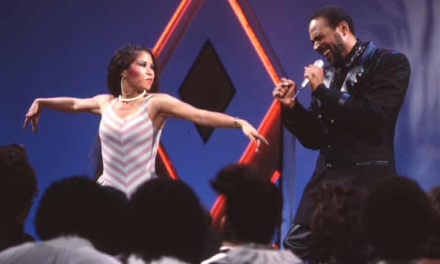 Let’s waack … Cheryl Song joins Marvin Gaye onstage for a performance on Soul Train.