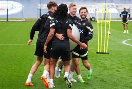 Manchester City i pre-season trening, som de holdt mer avslappet enn noen andre lag.