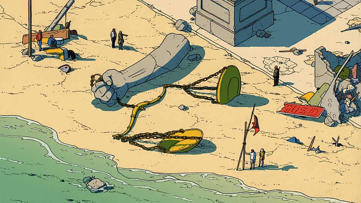 Illustration representing a broken justice system