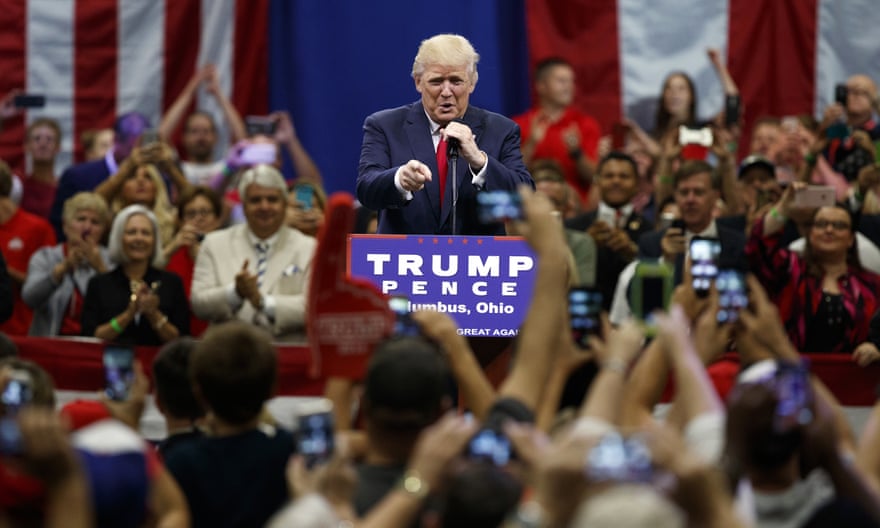 Donald Trump addresses a supportive crowd in Columbus, Ohio on 1 August 2016: ‘I’m telling you November 8, we better be careful because that election’s going to be rigged.’