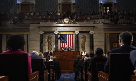 President Joe Biden delivers the State of the Union address to a joint session of Congress as Vice President Kamala Harris and House Speaker Kevin McCarthy of California look on.