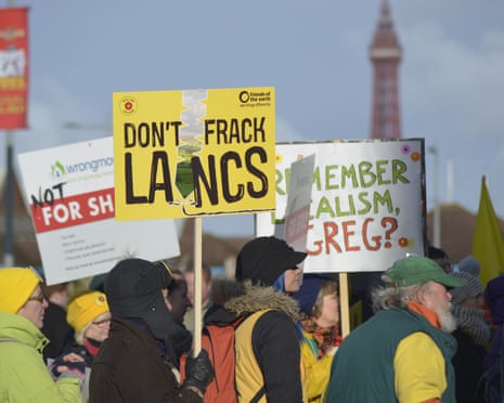 Anti-fracking campaigners in Blackpool.