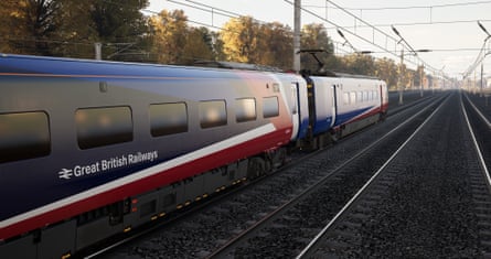 A train sports the Great British Railways livery.