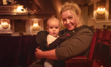 Gemma Goggin with baby Arno at the Vaudeville theatre