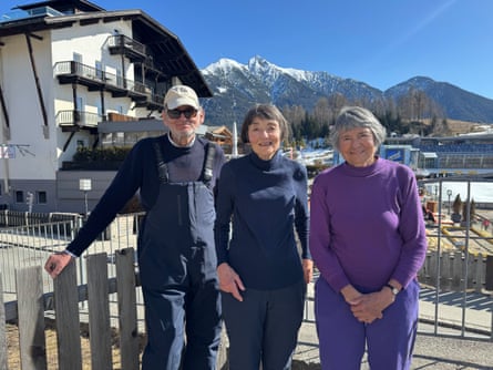Hilary Bradt on the right with her brother Andrew and sister Kate in the Austrial Alps.