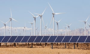 A hybrid wind and solar farm