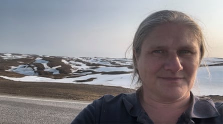 A selfie in front of a snow-covered land