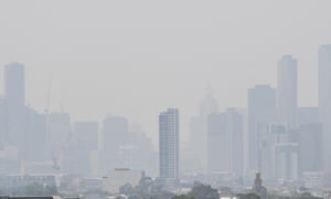 Smoke haze over Melbourne on Friday