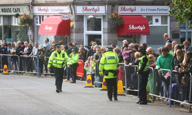 People lined the streets of Ballater is waiting for cortege with the coffin of the queen