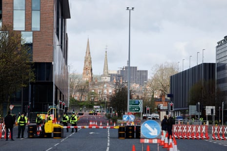 Police officers on duty in Belfast, where Joe Biden is visiting.