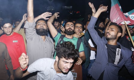 Supporters of Imran Khan protest after the apparent assassination attempt in Lahore.