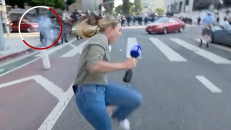 Albanese says footage of Nine journalist Lauren Tomasi being shot by LA police with rubber bullet is 'horrific' | Australian media | The Guardian