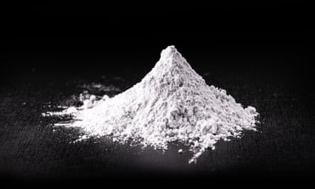 white powder against a black background