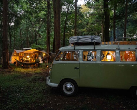 Campervans at a campsite