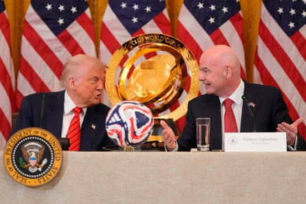 Donald Trump and Fifa president Gianni Infantino in conversation at the White House