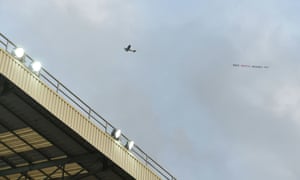 Plane flying over Villa Park
