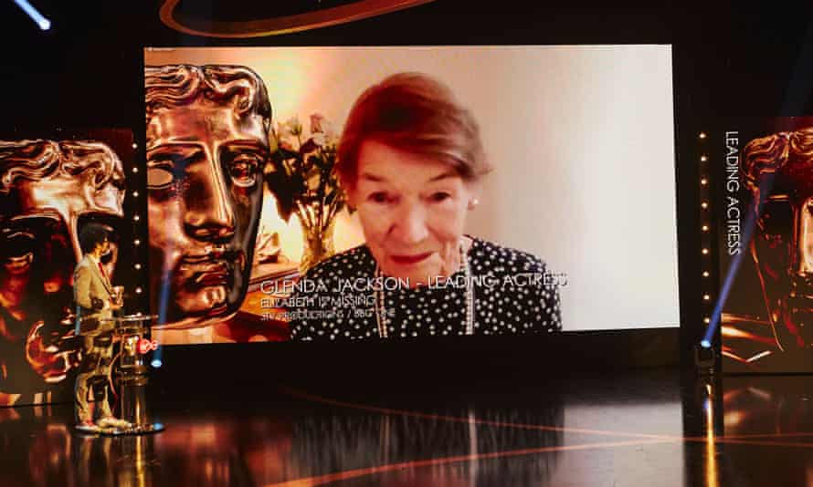 Glenda Jackson accepts her leading actress Bafta from Richard Ayoade at the 2020 ceremony.