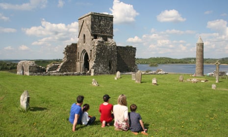 Graham Little and his family on Devenish Island in Lough Erne.