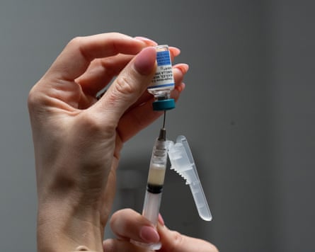 An MMR vaccine being prepared.