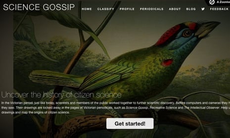 The front page of the Science Gossip website, one of many citizen science projects within Zooniverse.