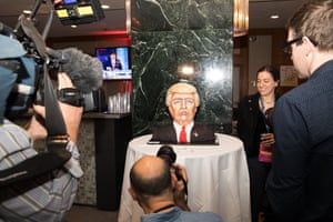 A Donald Trump cake on display at the Hilton