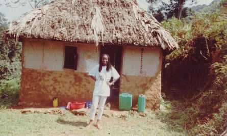 Field trip: standing outside the mud hut Kalema-Zikusoka lived in while studying parasites and bacteria in mountain gorillas in Bwindi.