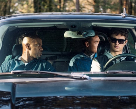 Jamie Foxx and Ansel Elgort in Baby Driver.