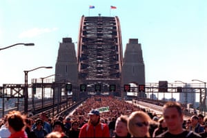 more than 100,000 took advantage of a perfect Sunday morning to walk across the Sydney Harbour Bridge