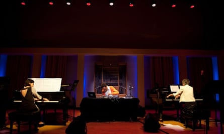 A trio of two pianists and a DJ perform at Meakusma festival in Belgium.
