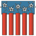 Lit dynamite resembling stars and stripes