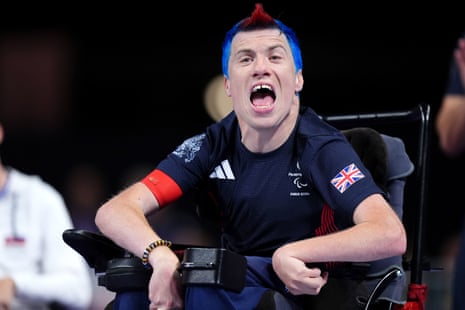 Great Britain's David Smith reacts during the Men's Individual - BC1 match against Slovakia's Tomas Kral (not pictured) at the South Paris Arena