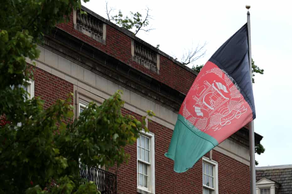 ‘Progress is on the line’: former Afghan diplomat warns of women’s fate under Taliban rule | Afghanistan 2 The Afghan embassy in Washington DC still flies the country’s flag.