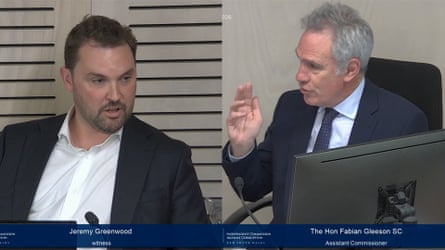 Witness Jeremy Greenwood is reprimanded by presiding commissioner Fabian Gleeson SC during the NSW Icac’s investigation into allegations of corruption in the state’s Liberal party.