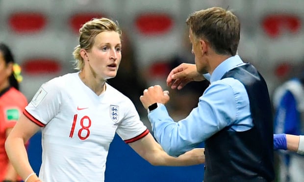 Ellen White says Phil Neville (right) helped her with her positioning while he was England’s manager.